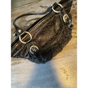 Giani Bernini  Black  Shoulder Bag Nylon Satchel Logo Multi-Compartment